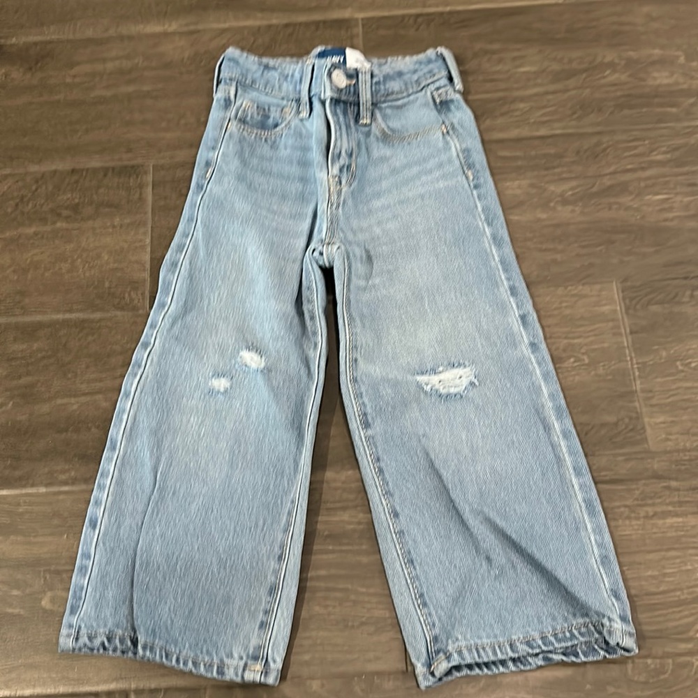 Toddler girl wide leg distressed jeans